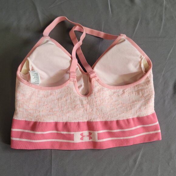 Under Armour Sports Bra Womens XL Pink Compression Activewear Medium Support - Picture 5 of 8